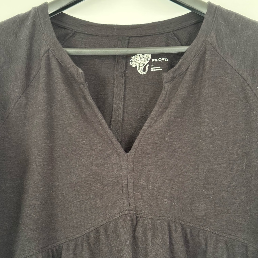 Anthropologie Pilcro Long-Sleeve Babydoll Top Black XL Neutral - Picture 5 of 13